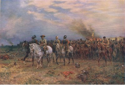 Cromwell w Marston Moor, ilustracja z The History of the British People wydanej przez Waverley, ok. 1940 (litografia kolorowa) autorstwa Ernest Crofts