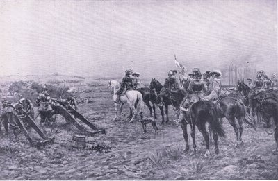 Książę Rupert w bitwie pod Marston, 2 lipca 1644, ilustracja z brytyjskich bitew na lądzie i morzu, 1915 autorstwa Ernest Crofts