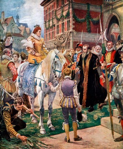 Królowa Elżbieta Otwarcie Królewskiej Giełdy w 1570, c1920. autorstwa Ernest Crofts