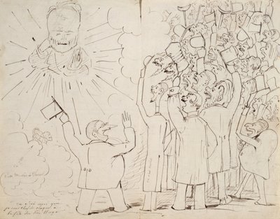 Uroczystość ku czci starego Hugo, karykatura Victora Hugo (1802-1885) z listu do Paula Verlaine