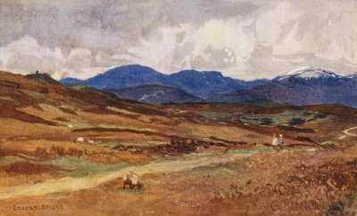 Patrząc na zachód od Lochinvar (kolorowa litografia) autorstwa Ernest Edward Briggs