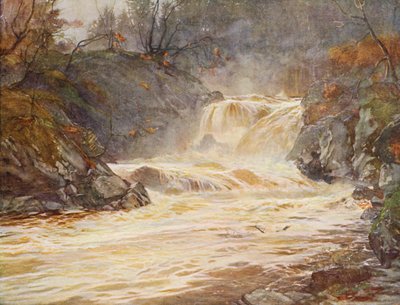 Wodospad Lochay w czasie powodzi (kolorowa litografia) autorstwa Ernest Edward Briggs