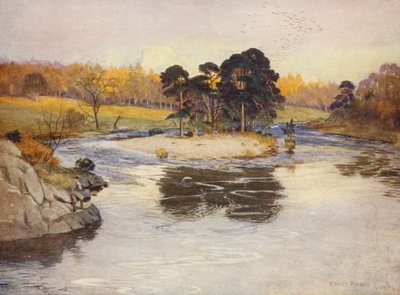 Jodłowa wyspa poniżej Linn (kolorowa litografia) autorstwa Ernest Edward Briggs