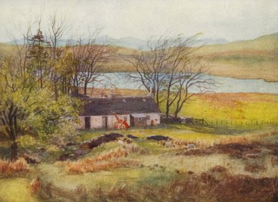 Domek dozorcy w Loch Wee (kolorowa litografia) autorstwa Ernest Edward Briggs