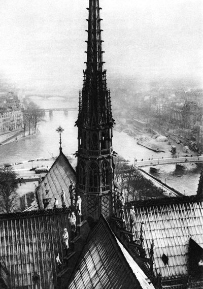 Iglica Notre Dame widziana z wież, Paryż, 1931. autorstwa Ernest Flammarion