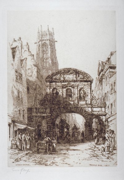 Temple Bar, Londyn, 1877 autorstwa Ernest George