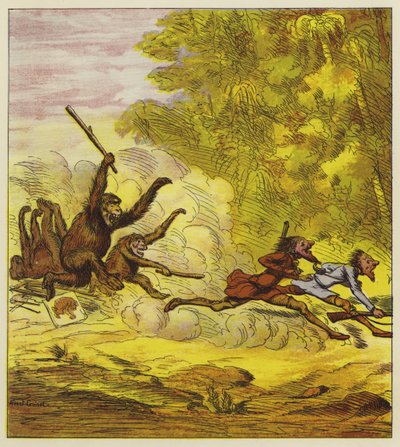 Bracia Bold ścigani przez wściekłe goryle autorstwa Ernest Henry Griset