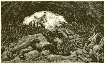 Lis i chory lew autorstwa Ernest Henry Griset