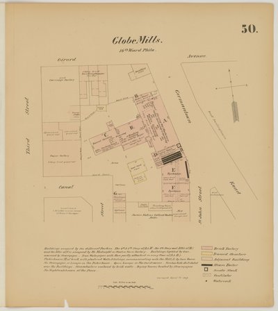 Girard Ave, Germantown Rd, 3rd St and Canal Street, Hexamer General Surveys, 1867 autorstwa Ernest Hexamer