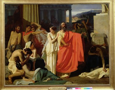 Edyp i Antygona na wygnaniu do Teb, 1843 r. autorstwa Ernest Hillemacher