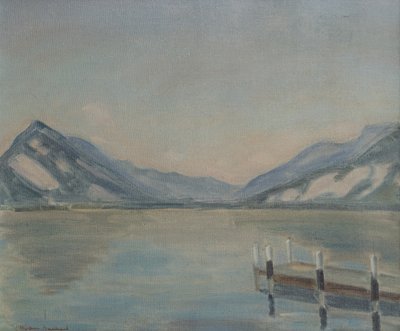 Jezioro Thun (olej na płótnie) autorstwa Ernest Hiram Brülhart