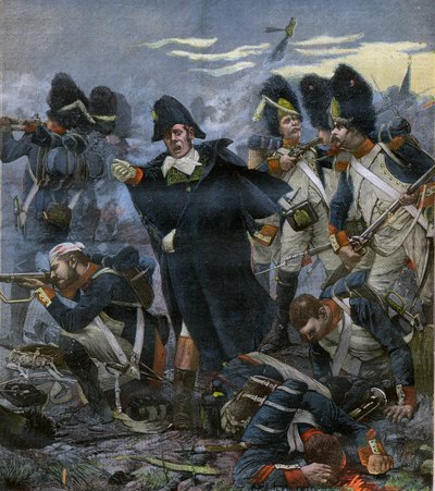 Generał Pierre Cambronne (1770-1842) wraz ze swoimi oddziałami w bitwie pod Waterloo - rycina wg Delahaye, Ernest Jean (1855-1921) - autorstwa Ernest Jean Delahaye