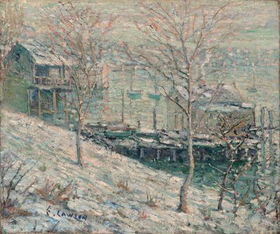 Zimowa scena nad rzeką Harlem autorstwa Ernest Lawson