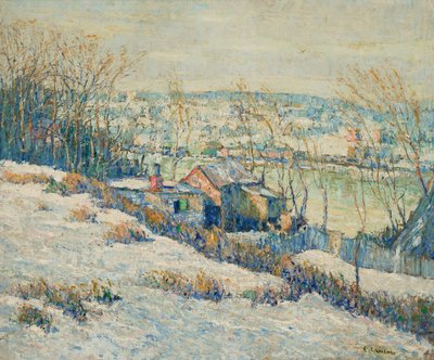 Upper Harlem River-Winter, ok. 1915 (olej na płótnie) autorstwa Ernest Lawson