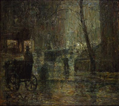 Mokra noc, Gramercy Park (Po deszczu, Nokturn) autorstwa Ernest Lawson