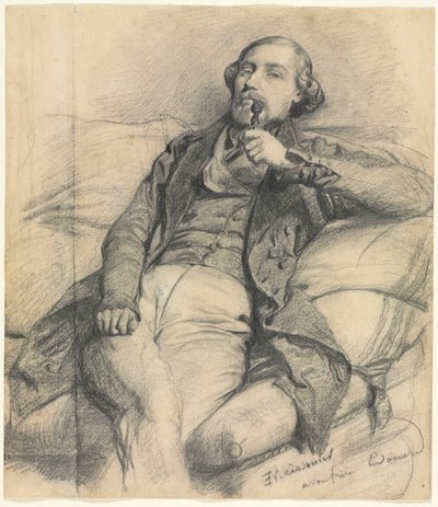 Mężczyzna palący, XIX wiek. autorstwa Jean Louis Ernest Meissonier