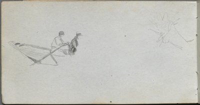 Szkicownik, strona 04: Postacie w łodzi. autorstwa Jean Louis Ernest Meissonier