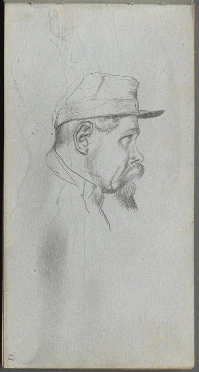 Szkicownik, strona 13: Popiersie mężczyzny z profilu. autorstwa Jean Louis Ernest Meissonier