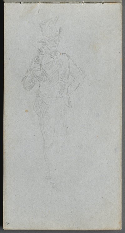 Szkicownik, strona 15: Studium żołnierza. autorstwa Jean Louis Ernest Meissonier