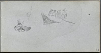 Szkicownik, strona 25: Studia postaci w łodziach. autorstwa Jean Louis Ernest Meissonier