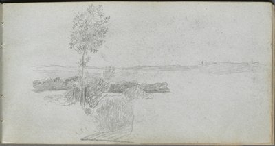Szkicownik, strona 28: Studium krajobrazu. autorstwa Jean Louis Ernest Meissonier