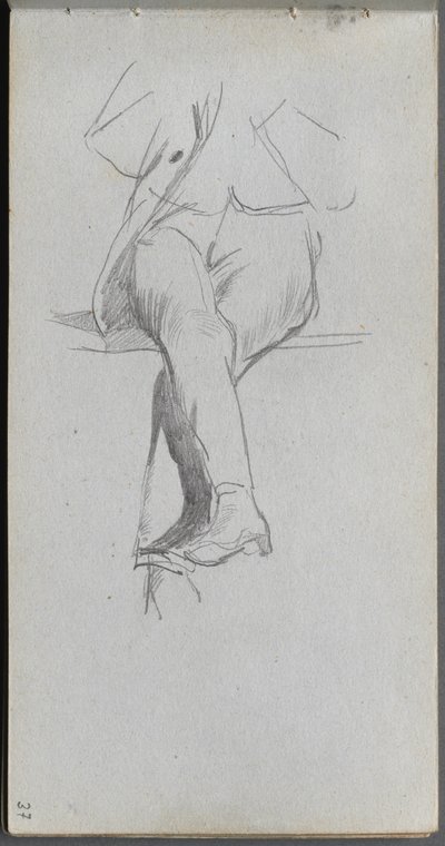 Szkicownik, strona 37: Studium postaci, skrzyżowane nogi. autorstwa Jean Louis Ernest Meissonier