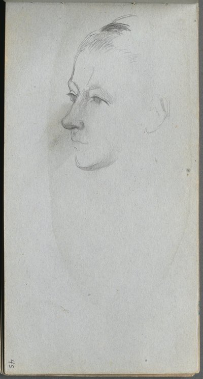 Szkicownik, strona 45: Twarz kobiety, widok 34. autorstwa Jean Louis Ernest Meissonier