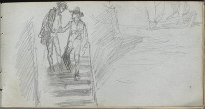 Szkicownik, strona 64: Figury na schodach autorstwa Ernest Meissonier