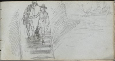 Szkicownik, strona 64: Figury na schodach. autorstwa Jean Louis Ernest Meissonier