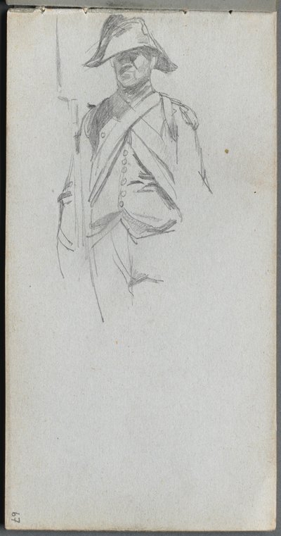 Szkicownik, strona 67: Studium żołnierza. autorstwa Jean Louis Ernest Meissonier
