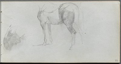 Szkicownik, s. 73: Studium konia, profil. autorstwa Jean Louis Ernest Meissonier