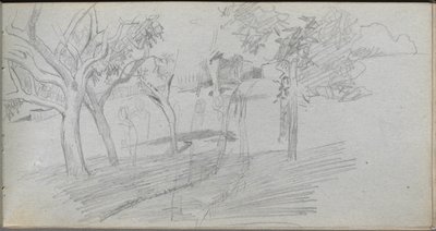 Szkicownik, strona 74: Studium krajobrazu. autorstwa Jean Louis Ernest Meissonier