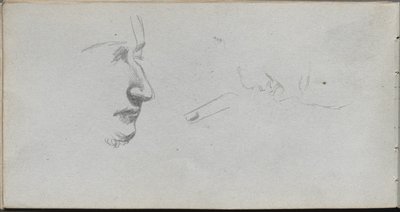 Szkicownik, strona 80: Studium twarzy. autorstwa Jean Louis Ernest Meissonier