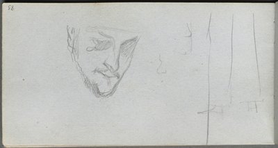 Szkicownik, strona 83: Studium twarzy, nóg. autorstwa Jean Louis Ernest Meissonier