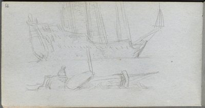 Szkicownik, strona 85: Studium statku i boi. autorstwa Jean Louis Ernest Meissonier