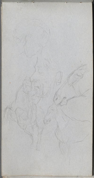 Szkicownik, strona 90: Studium koni, profile. autorstwa Jean Louis Ernest Meissonier