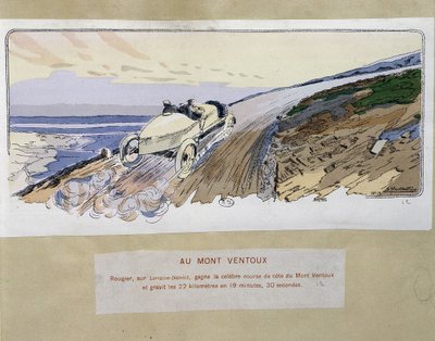 Wyścigi: w Mont Ventoux - rysunek Ernesta Montauta (1878-1909). autorstwa Ernest Montaut