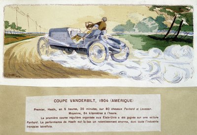 Wyścigi: Puchar Vanderbilta w 1904 r. - rysunek Ernesta Montauta (1878-1909). autorstwa Ernest Montaut