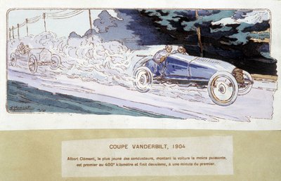 Wyścigi: Puchar Vanderbilta w 1904 r. - rysunek Ernesta Montauta (1878-1909). autorstwa Ernest Montaut