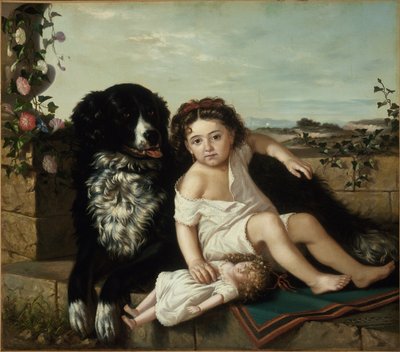 Portret dziewczyny z psem, 1879 autorstwa Ernest Narjot