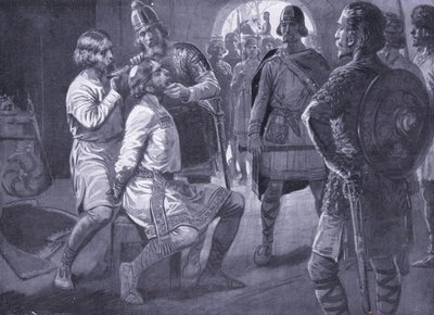 Ceolwulf, król Northumbrii, przemocą strzyżony AD731 autorstwa Ernest Prater
