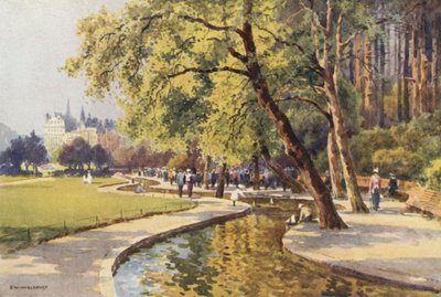 Bournemouth: Kącik dla dzieci, Lower Gardens (kolor litograficzny) autorstwa Ernest William Haslehust