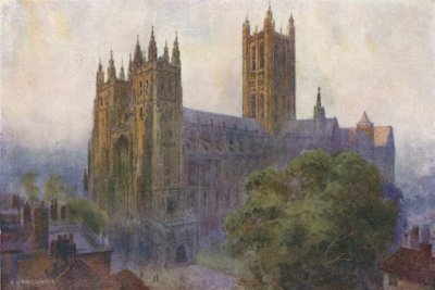 Katedra w Canterbury z Christ Church Gate (kolor lito) autorstwa Ernest William Haslehust