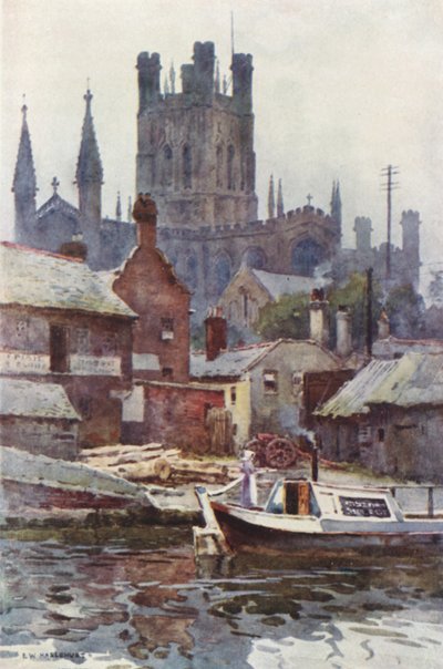 Katedra w Chester z kanału (kolor lito) autorstwa Ernest William Haslehust