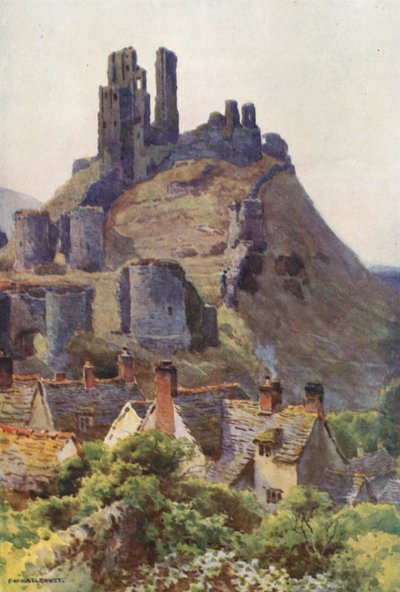 Zamek Corfe (kolor lito) autorstwa Ernest William Haslehust