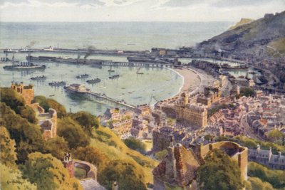 Port w Dover z zamku (kolor lito) autorstwa Ernest William Haslehust