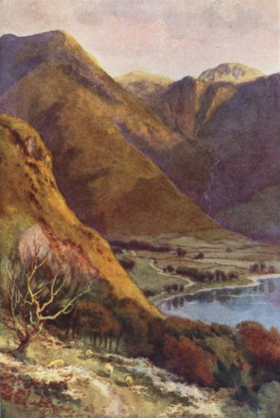 Szef Buttermere i Honister Crag (kolor lito) autorstwa Ernest William Haslehust