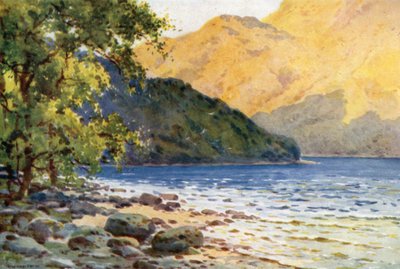 Inverbeg: On Loch Lomond, naprzeciwko Rowardennan (kolor lito) autorstwa Ernest William Haslehust