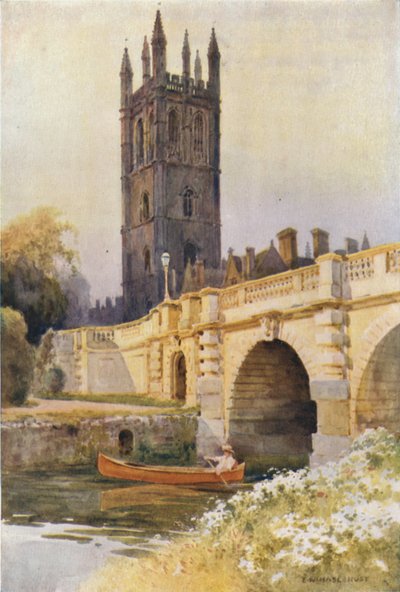Magdalen Bridge and Tower (kolor lito) autorstwa Ernest William Haslehust