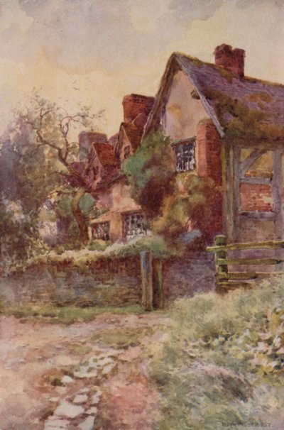 Dom Mary Arden, Stratford-on-Avon (kolor lito) autorstwa Ernest William Haslehust